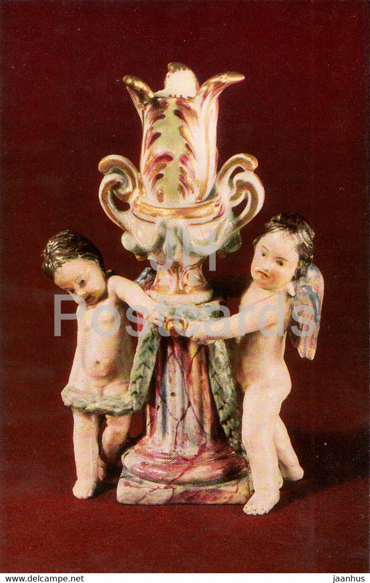 candlestick - angel - porcelain - Vinogradov Porcelains - 1974 - Russia USSR - unused - JH Postcards