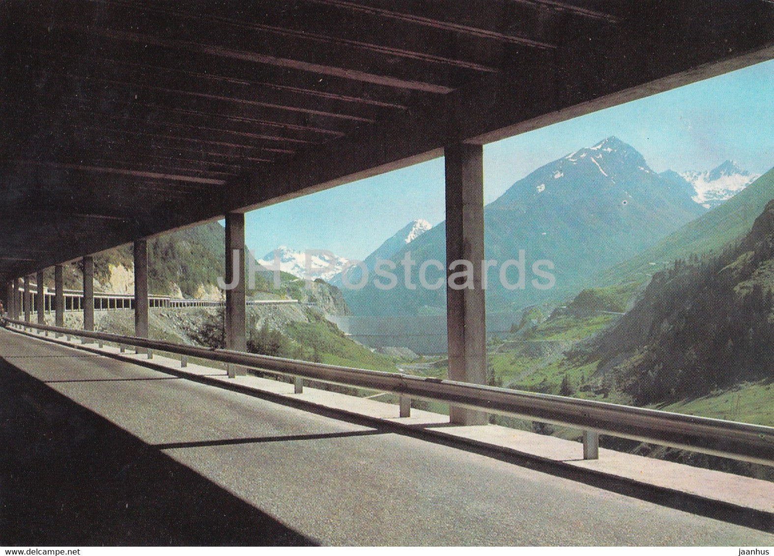 Galerie de la route du Grand Saint Bernard - au fond - le barrage des Toules - 15014 - Switzerland - used - JH Postcards