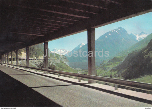 Galerie de la route du Grand Saint Bernard - au fond - le barrage des Toules - 15014 - Switzerland - used - JH Postcards