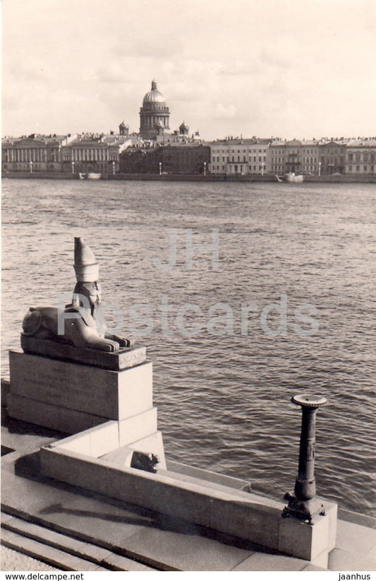 Leningrad - St. Petersburg - Sphinx at University Embankment - 1966 - Russia USSR -  unused - JH Postcards