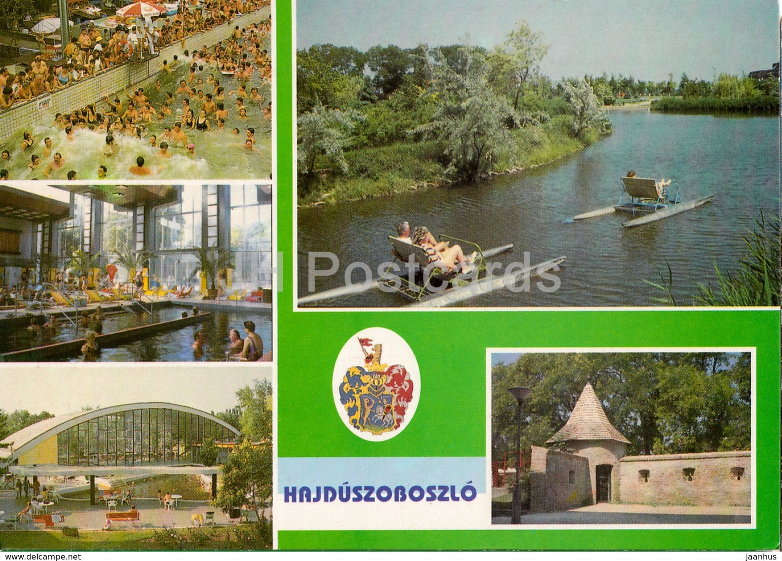 Hajduszoboszlo - pool - pedalo - multiview - 1980s - Hungary - used - JH Postcards