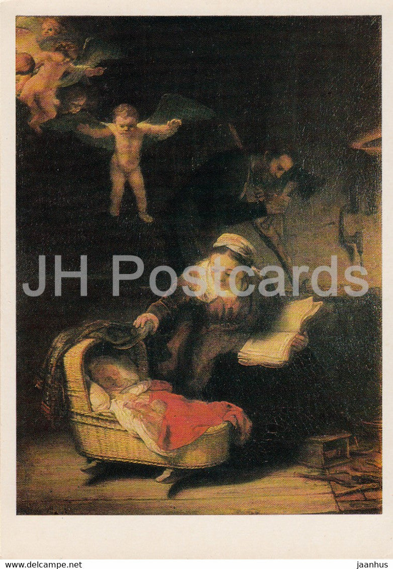 painting by Rembrandt - The Holy Family - angel - Dutch art - 1972 - Russia USSR - unused - JH Postcards