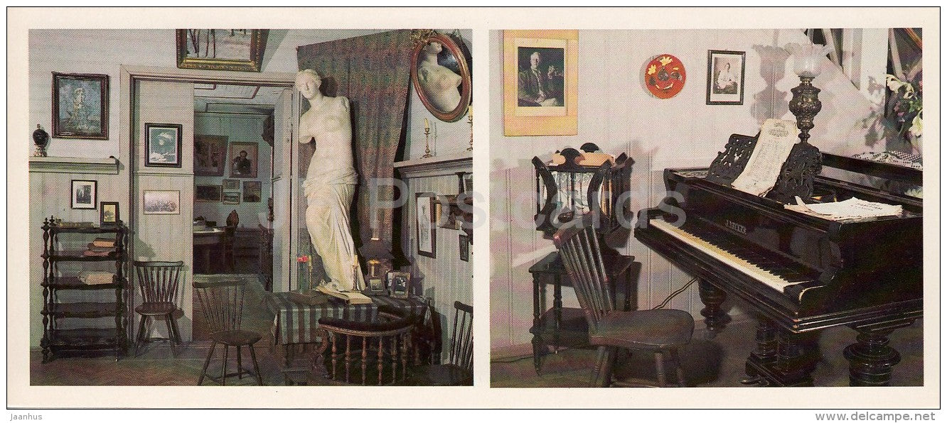Living Room - piano - Russian artist I. Repin Museum Penates Penaty - Russia USSR - 1982 - unused - JH Postcards