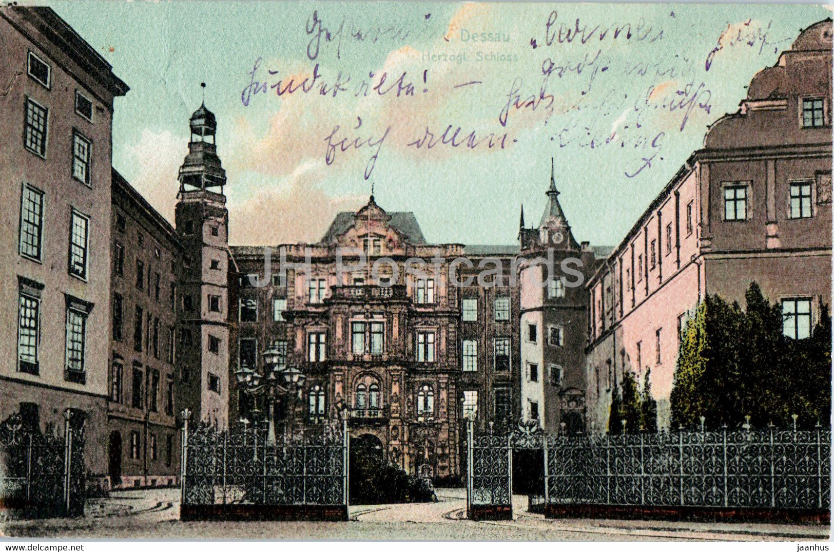 Dessau - Herzogl Schloss - castle - old postcard - 1902 - Germany - used - JH Postcards