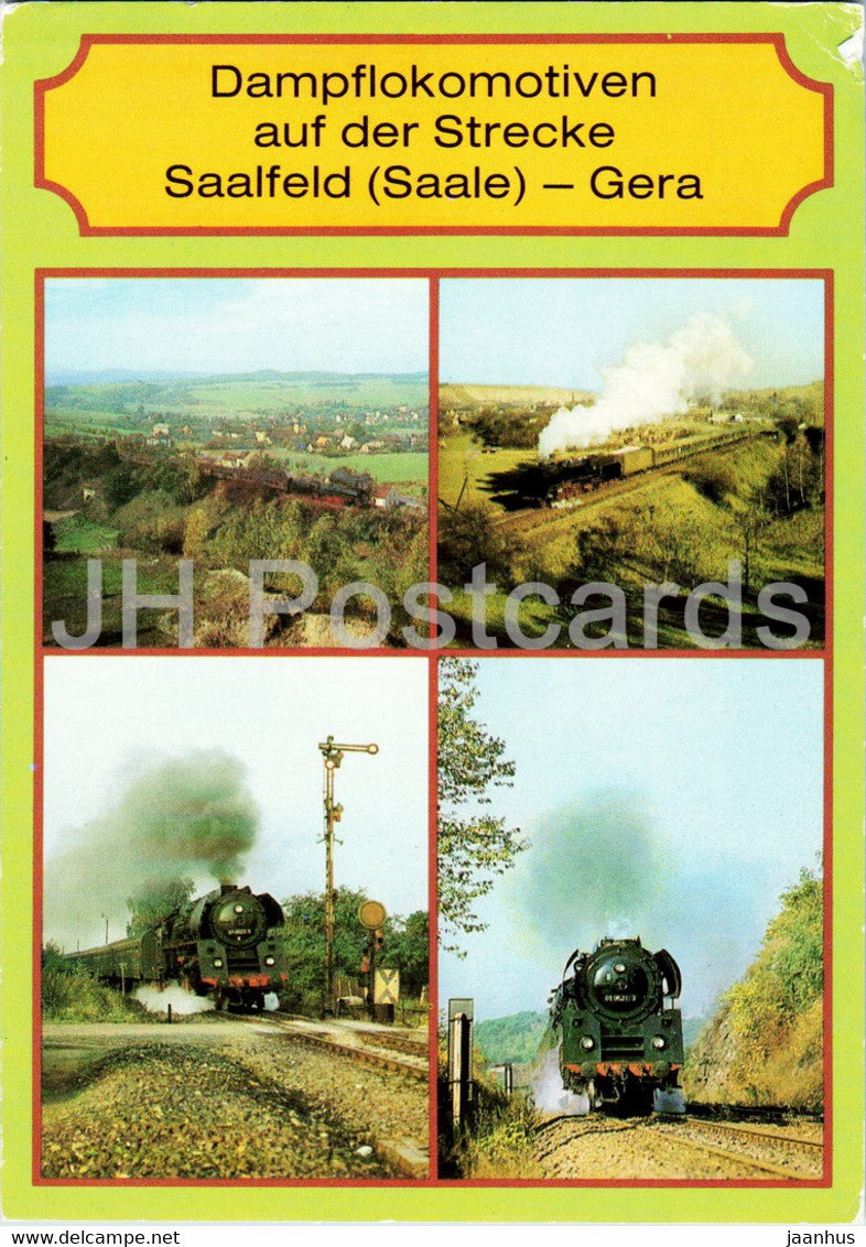 Dampflokomotiven auf der Strecke Saalfeld Gera - train - railway - locomotive - Germany DDR - unused - JH Postcards