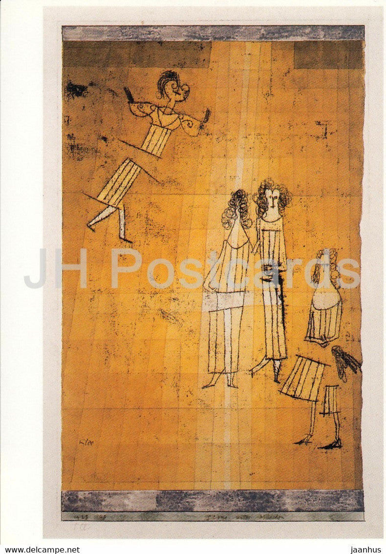 painting by Paul Klee - Scene unter Madchen - 1213 - German art - 1996 - Germany - unused - JH Postcards
