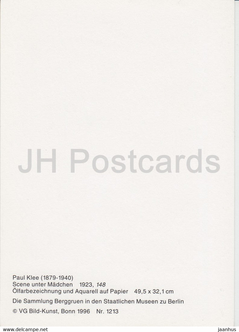 tableau de Paul Klee - Scène unter Madchen - 1213 - Art allemand - 1996 - Allemagne - inutilisé