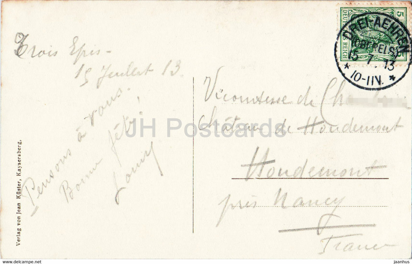 Trois Epis Chapelle - Drei Aehren Kirche - church - old postcard - 1913 - France - used