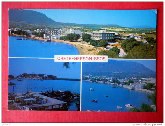 beach - Hersonissos - Crete - Greece - sent from Greece to Estonia USSR 1989 - JH Postcards