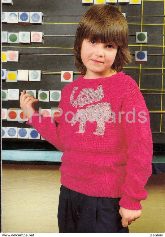 Girl Pullover with Elephant image - 1 - Children Fashion - Czech Republic - unused - JH Postcards