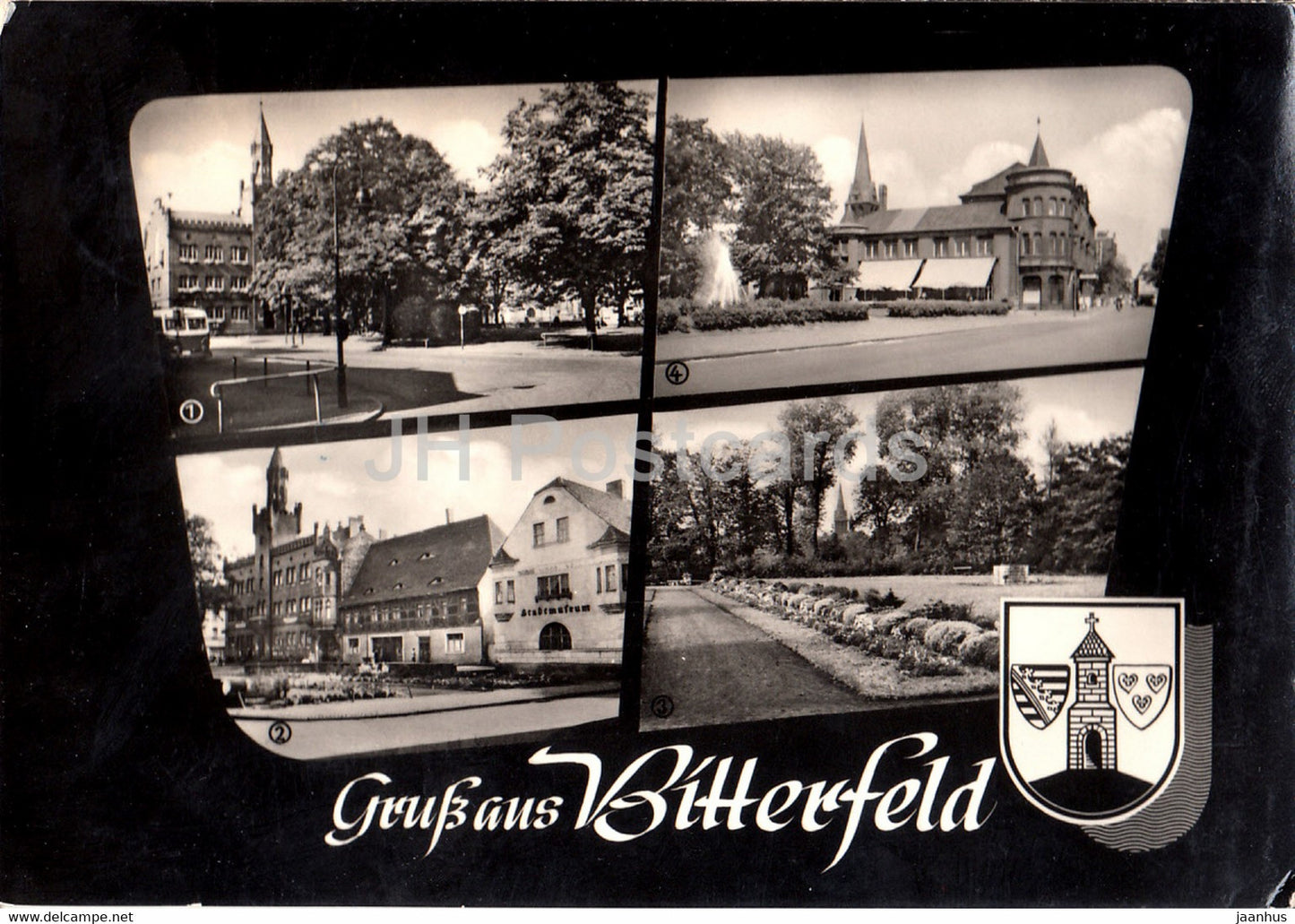 Gruss aus Bitterfeld - Markt mit Rathaus - Walther Rathenau Strasse - Im Stadtpark - 1965 - Germany DDR - used - JH Postcards