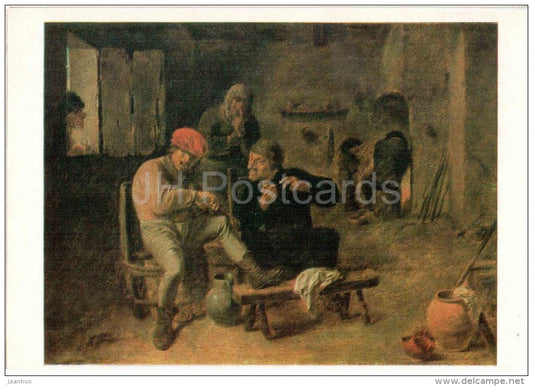 painting by Adriaen Brouwer - In the pub - flemish art - unused - JH Postcards