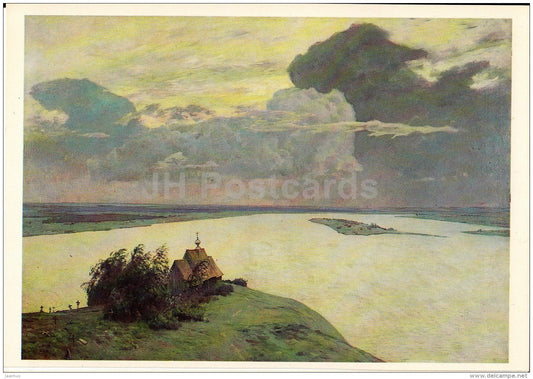 painting by I. Levitan - Eternal Rest . Church , 1894 - Russian Art - 1985 - Russia USSR - unused - JH Postcards