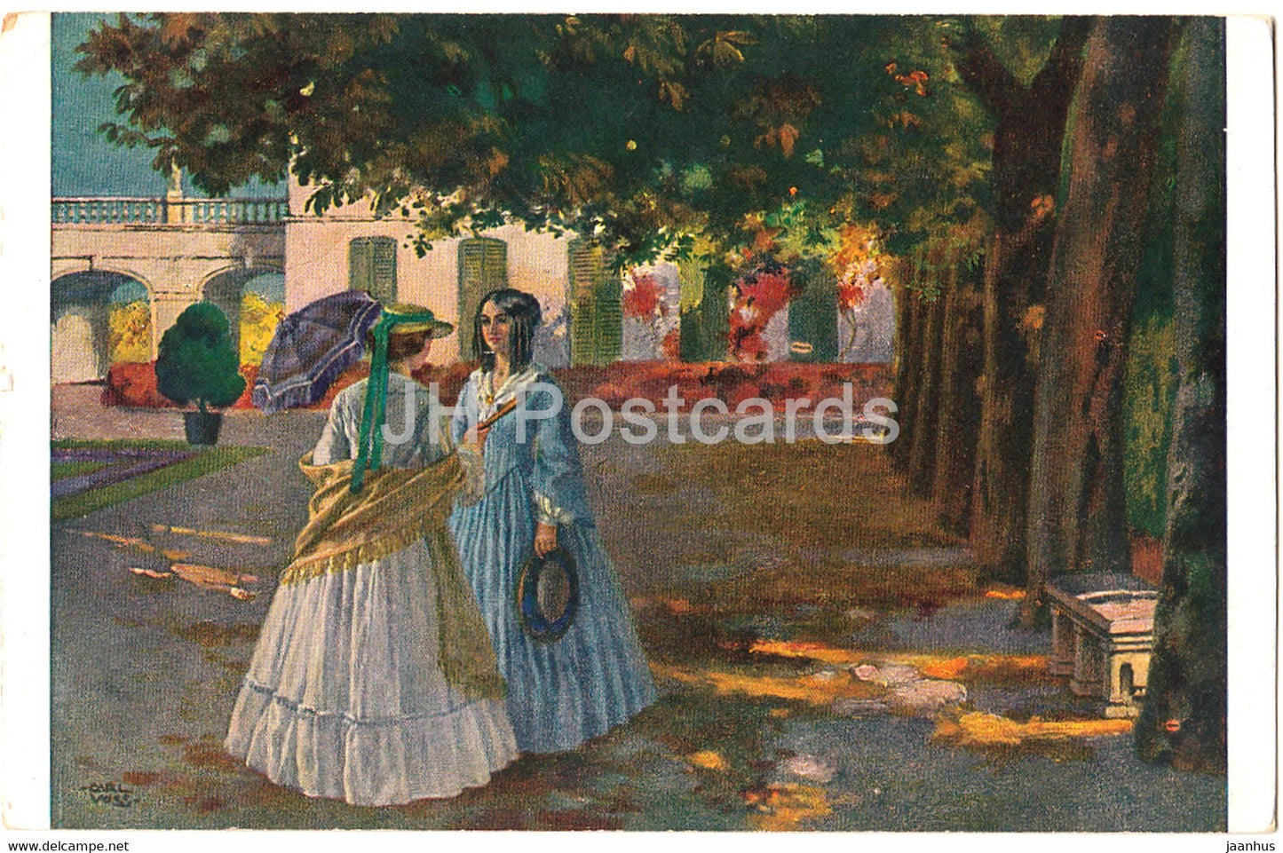 painting by Carl Leop Voss - Im Park - Deutsche Kunstler - 1054 - German art - old postcard - Germany - unused - JH Postcards