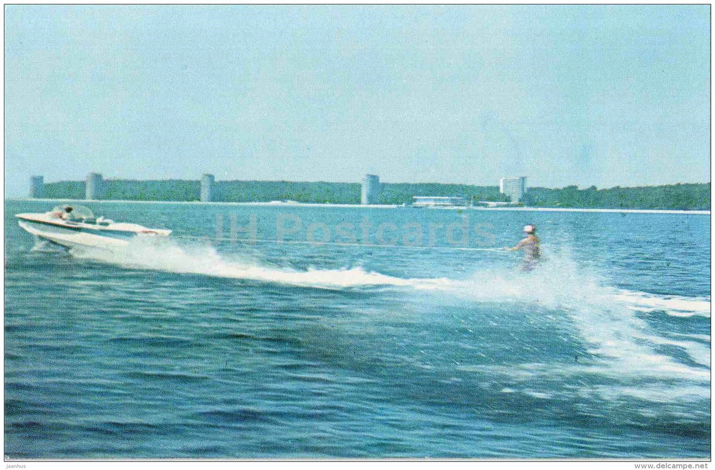Water Skies - motor boat - Pitsunda - Abkhazia - 1970 - Georgia USSR - unused - JH Postcards