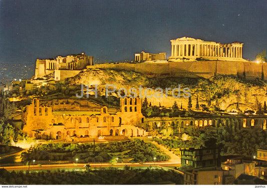 Athens - Akropolis by Night - Greece - unused - JH Postcards