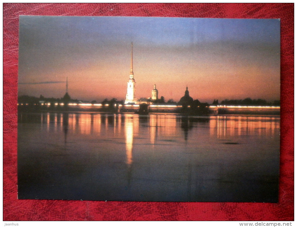 Leningrad - St. Petersburg - The Peter and Paul Fortress Museum at night - 1985 - Russia - USSR - unused - JH Postcards