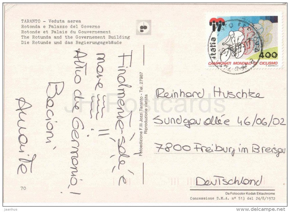 Veduta Aerea , Rotonda e Palazzo del Governo - Rotunda - Taranto - Puglia - 70 - Italia - Italy - used - JH Postcards