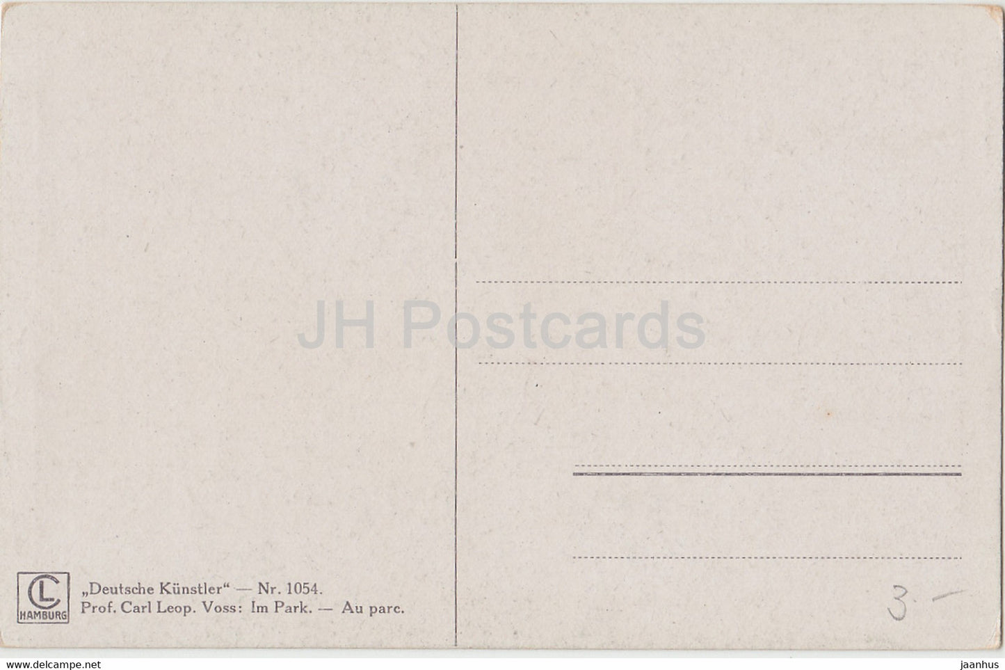 peinture de Carl Leop Voss - Im Park - Deutsche Kunstler - 1054 - Art allemand - carte postale ancienne - Allemagne - inutilisé