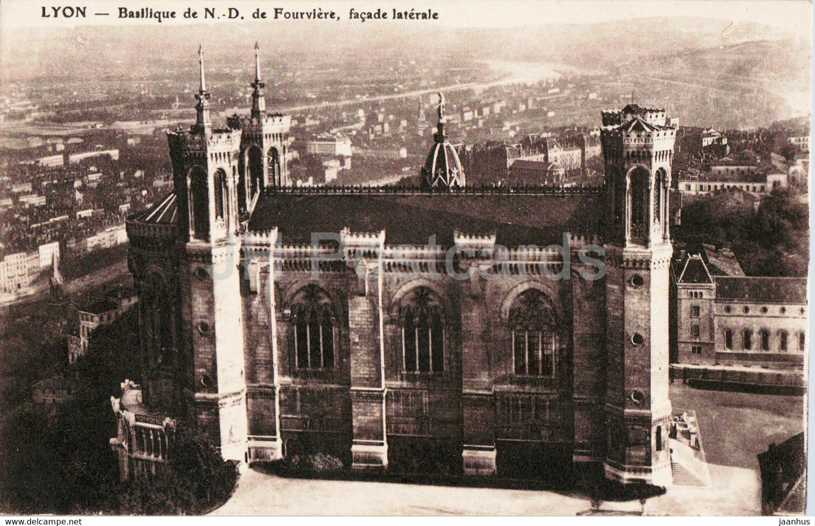 Lyon - Basilique de N D de Fourviere  - facade laterale - old postcard - France - unused - JH Postcards
