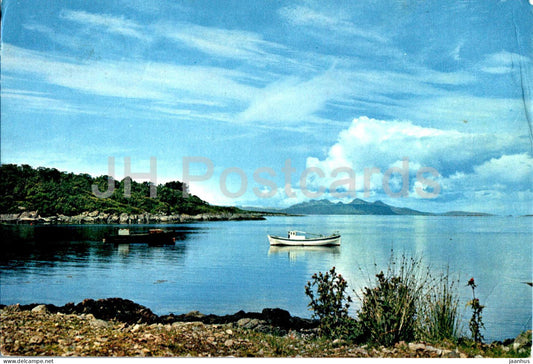 Eigg and Rhum from Glenuig - Inverness shire - boat - 1967 - Scotland - United Kingdom - used - JH Postcards
