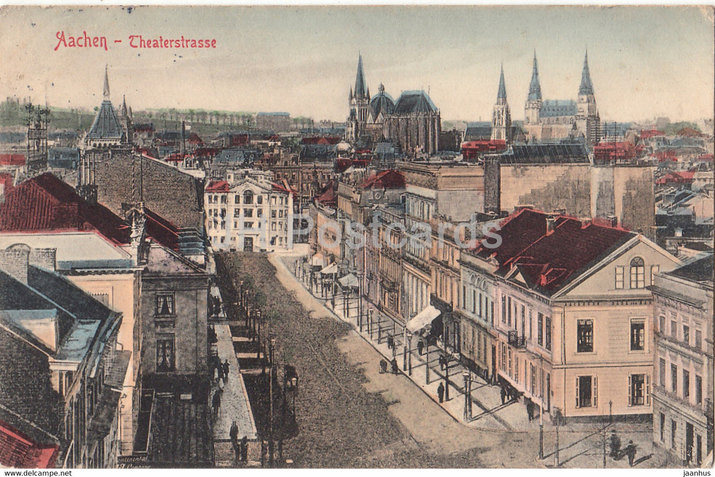 Aachen - Theaterstrasse - 2200 - old postcard - 1909 - Germany - used - JH Postcards