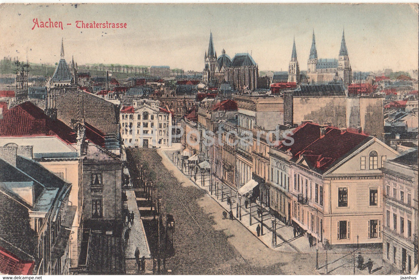 Aachen - Theaterstrasse - 2200 - old postcard - 1909 - Germany - used - JH Postcards