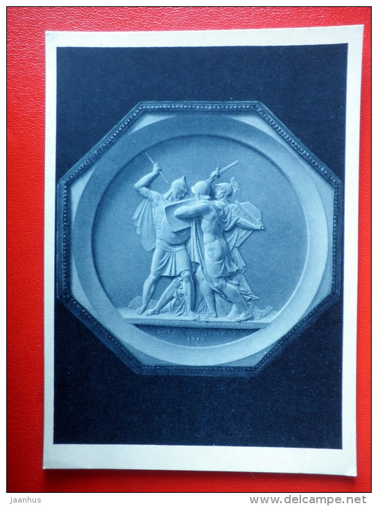 sculpture by Fedor Tolstoi , medallion Borodino Battle - sculpture - russian art - unused - JH Postcards