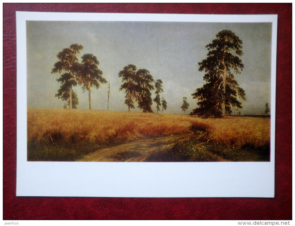 painting by I. Shishkin , Rye Field , 1878 - russian art - unused - JH Postcards