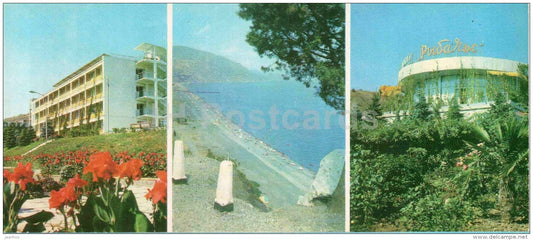 beach view - boarding housing Rybachye - Alushta - Crimea - 1981 - Ukraine USSR - unused - JH Postcards