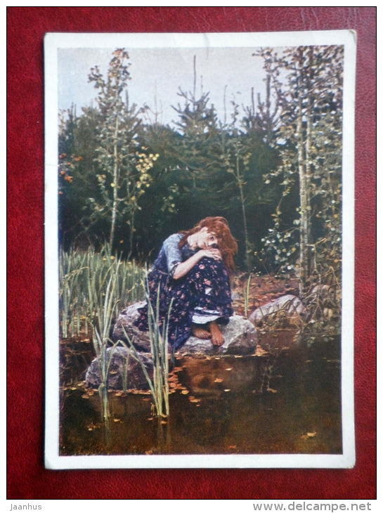 painting by V. Vasnetsov - Alenushka - russian art - unused - JH Postcards
