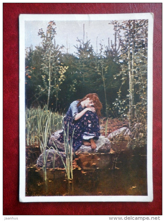 painting by V. Vasnetsov - Alenushka - russian art - unused - JH Postcards