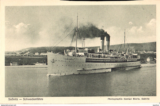 Sassnitz - Schwedenfahre - ship - steamer - old postcard - Germany - unused - JH Postcards