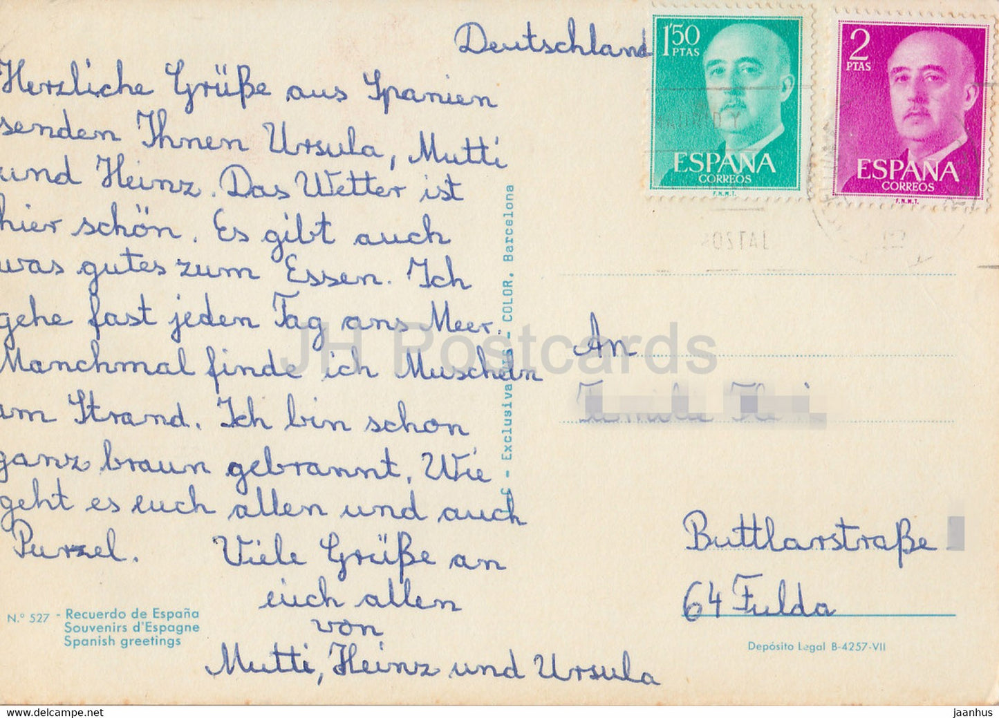 Recuerdo de Espana - Spanish greetings - Spanish Folk Costumes - Spain - used