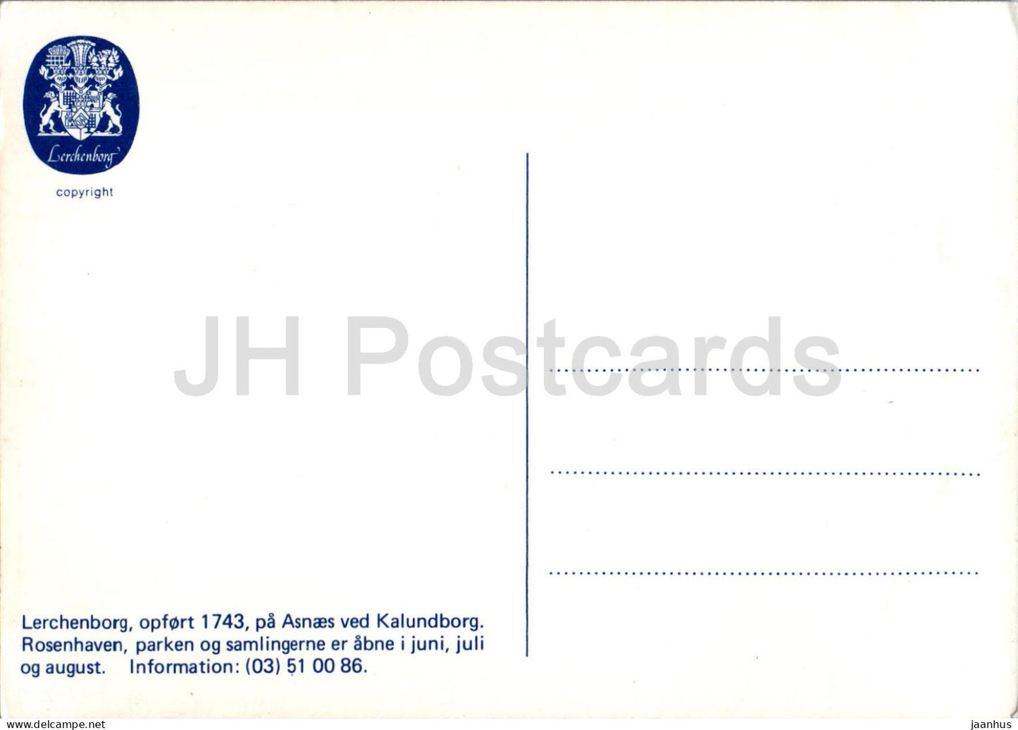 Lerchenborg - Asnaes ved Kalundborg - Rosenhaven - Denmark - unused