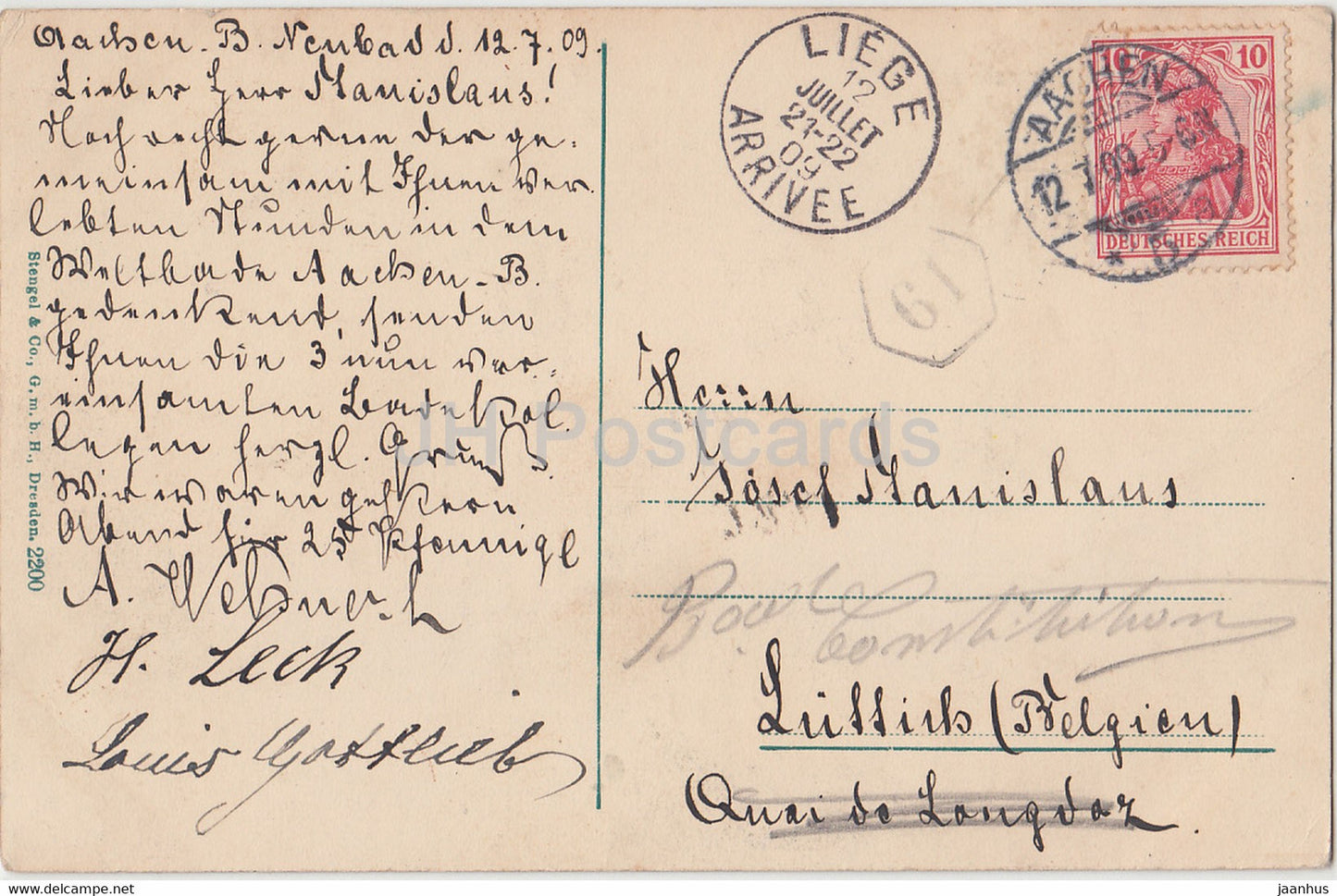 Aachen - Theaterstrasse - 2200 - old postcard - 1909 - Germany - used