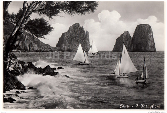 Capri - Faraglioni - sailing boat - Italy - Italia - unused - JH Postcards