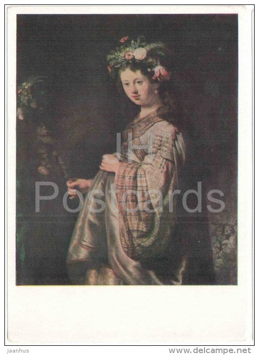 painting by Rembrandt - Flora , 1634 - dutch art - unused - JH Postcards