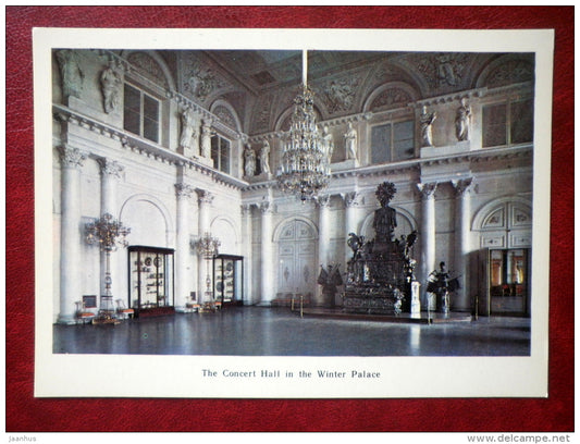 Hermitage Interiors - The Concert Hall in the Winter Palace - Leningrad - St. Petersburg - 1980 - Russia USSR - unused - JH Postcards