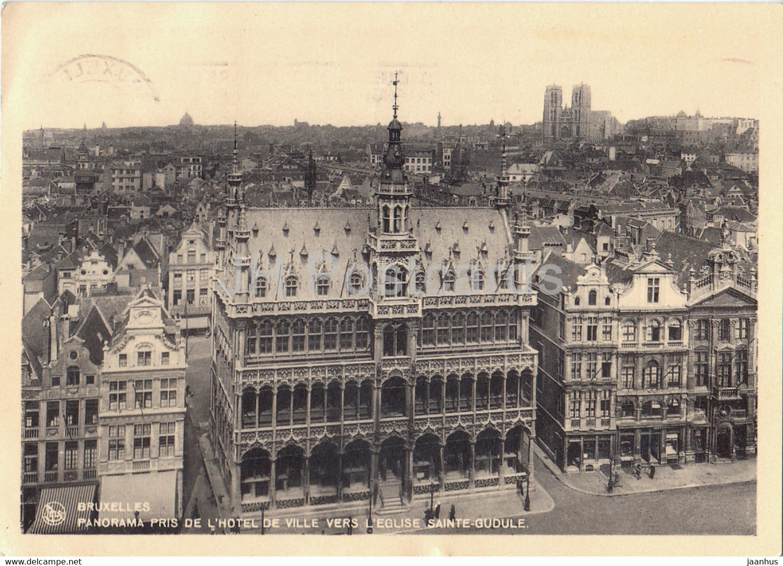 Bruxelles - Brussels - Panorama Pris de l'Hotel de Ville Vers l'Eglise Sainte Gudule - old postcard 1934 Belgium - used - JH Postcards