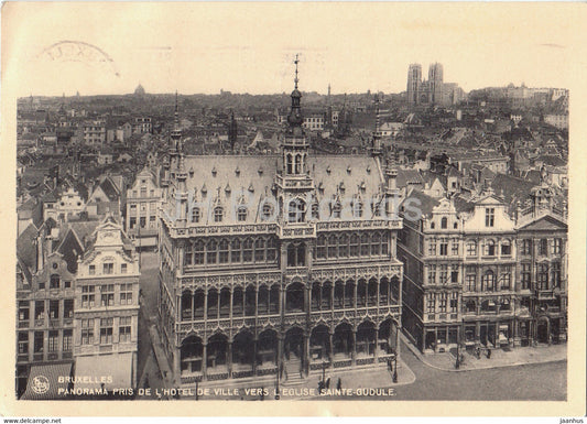 Bruxelles - Brussels - Panorama Pris de l'Hotel de Ville Vers l'Eglise Sainte Gudule - old postcard 1934 Belgium - used - JH Postcards