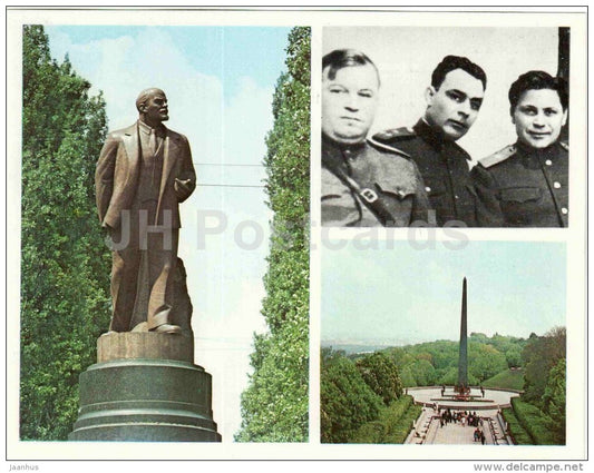 monument to Lenin - colonel Brezhnev - Eternal Glory - large postcard - Kyiv - Kiev - 1980 - Ukraine USSR - unused - JH Postcards