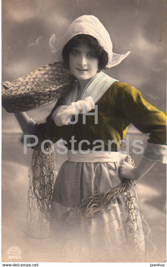 woman - folk costumes - 8094/1 - old postcard - 1921 - used - JH Postcards