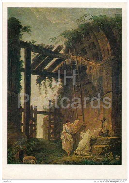 painting by Hubert Robert - Visit to a Hermit - French art - 1981 - Russia USSR - unused - JH Postcards