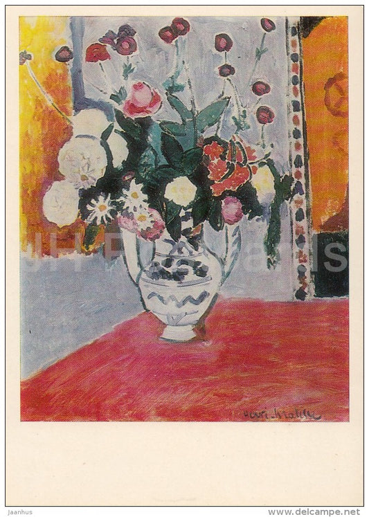 painting by Henri Matisse - Bouquet . Vase with Two Handles - French art - 1984 - Russia USSR - unused - JH Postcards