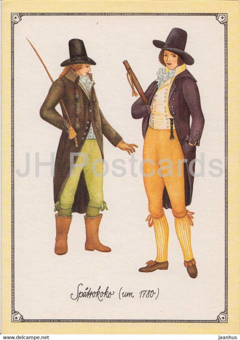 Spatrokoko - Englische Gentlemen 1780 - Late Rococo - English gentlemen - fashion - Germany - unused - JH Postcards