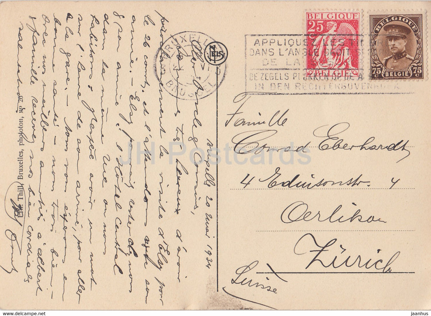 Brüssel - Brüssel - Panorama Pris de l'Hotel de Ville Vers l'Eglise Sainte Gudule - alte Postkarte 1934 Belgien - gebraucht