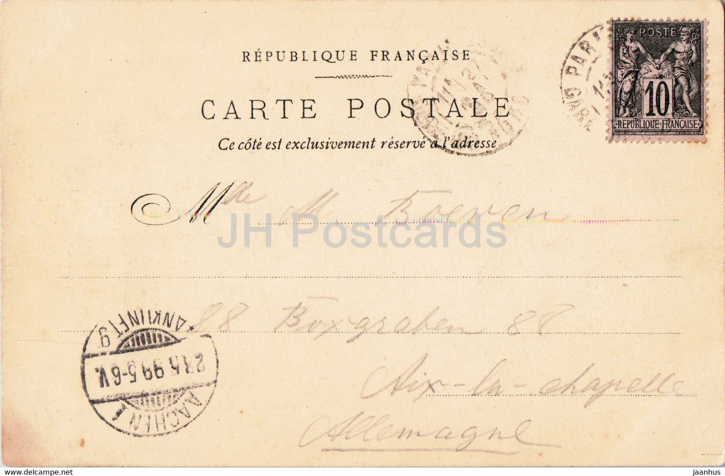 Paris - Tour Eiffel - navire - carte postale ancienne - 1899 - France - occasion