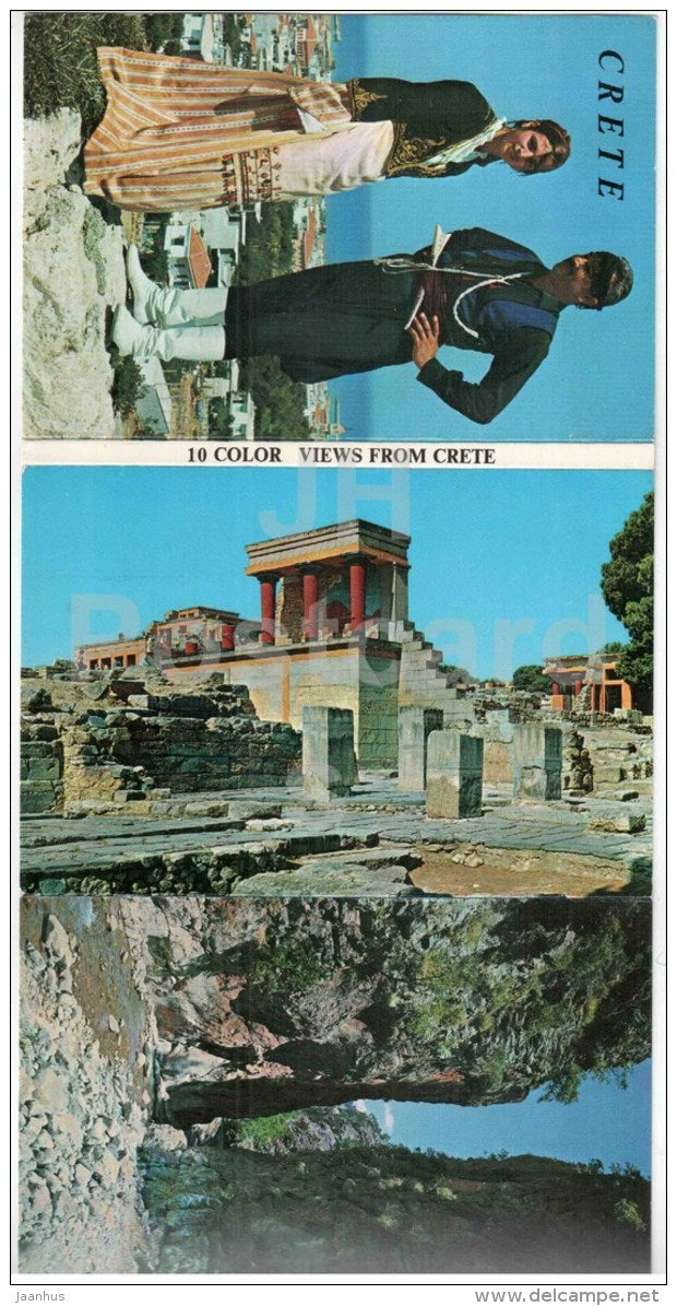set of 9 postcards - leporello - Crete - Greece - unused - JH Postcards