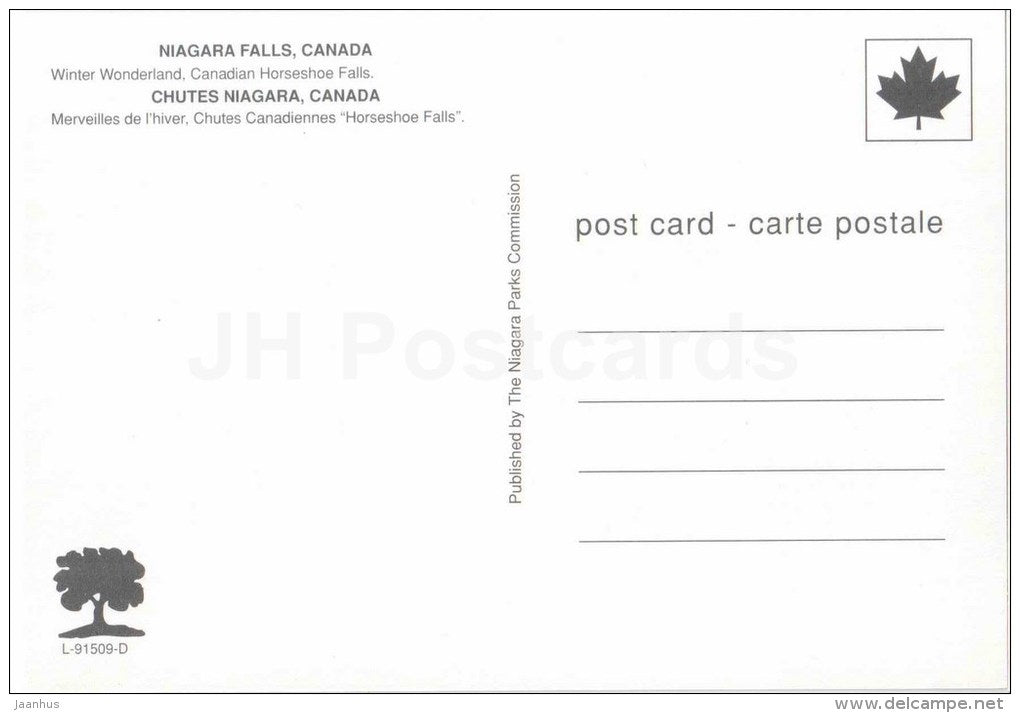 Winter Wonderland - waterfall - Niagara Falls - Canada - unused - JH Postcards